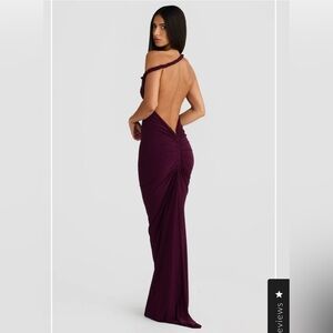 Plum Backless Evening Gown